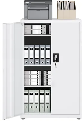 Stahlschrank 80x40x131,5 cm, 4 Böden, abschließbar, Weiß