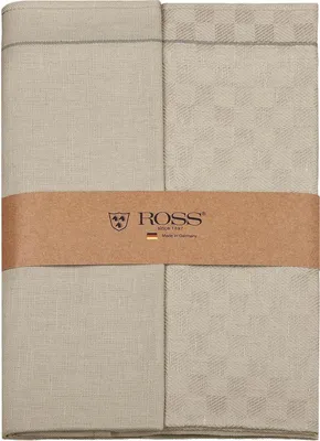 Produktbild von Ross 2er Pack Zwirn Halbleinen Geschirrtücher Karofond 50x70 cm cappuccino