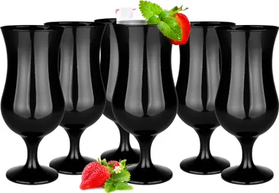 Produktbild von Glasmark Krosno Gläser Cocktailgläser Set Longdrink Cocktail Gin Bier Longdrinkgläser Cocktailgläser Trinkglas Glas Smoothie Dessert Schwarz 6 x 420ml