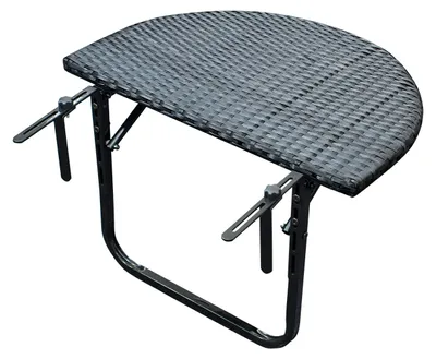 Produktbild von Balkonhängetisch klappbar halbrunder Tisch 60x40 cm Schwarz