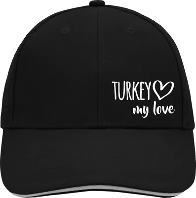 Produktbild von Huuraa Cappy Mütze Turkey my love Black/Light Grey Baumwolle 6-Panel Kappe Geschenkidee