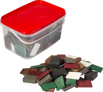Produktbild von 100 x INOVATEC Kunststoff Unterlegplatten 60 x 40 x 1,5-20 mm Verglasungsklötze Mix mit Eimer