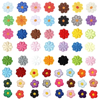 Produktbild von Florale Bügelflicken - 59 Stück bestickte Aufnäher zum Aufbügeln - für Kleidung Rucksäcke und Jeans