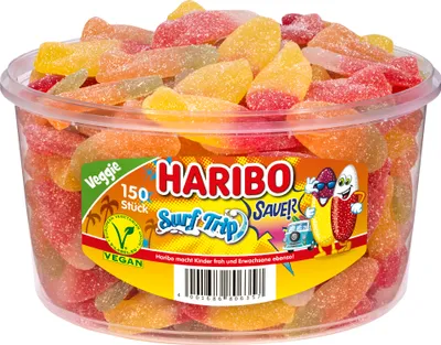 Produktbild von Haribo Surf Trip sauer veggie Saure Surfbretter Fruchtgummis 1200g