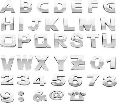 Produktbild von JNNJ 40 Stück DIY 3D Chrom-Autoembleme, 3D-Buchstaben-Aufkleber für Autos, Buchstaben-, Zahlen- und Symbol-Aufkleber, universelle dekorative Außenbeschichtungen für Autos