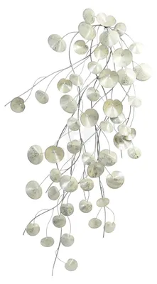 Wanddekor Blumen Metall Weiß Silber 56x12x134 cm