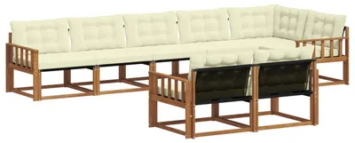 Produktbild von vidaXL Outdoor-Sofagarnitur mit Kissen 8 pcs Natur und Creme