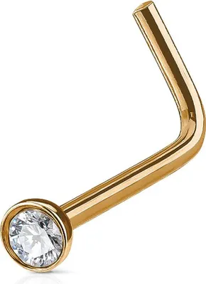 Produktbild von Autiga Nasenpiercing Stecker Nasenstecker Stift Nasen Piercing gebogen L-Form Zirkonia Kristall rosègold-klar 1 mm