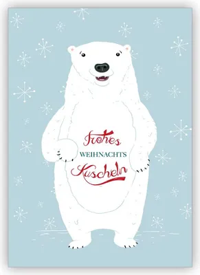 Produktbild von Süße Eisbären Weihnachtskarte mit nettem Weihnachtsgruß: Frohes Weihnachtskuscheln