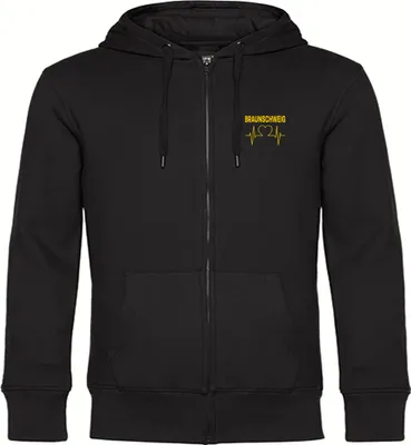 Produktbild von multifanshop Kapuzen Sweatshirt Jacke - Braunschweig - Herzschlag, schwarz-1, Größe M
