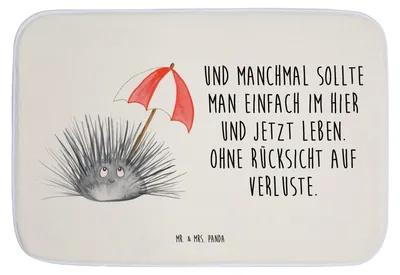 Produktbild von Mr. & Mrs. Panda Badematte Seeigel - Weiß - Geschenk, Badteppich, Meerestiere, Hier und Jetzt, Badezimmerteppich, Duschvorleger, Badezimmer Matte, Selbstliebe, Leben