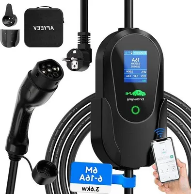 Productafbeelding van Elektrische Auto Lader - Oplaadkabel Type 2 - Thuis Opladen - Instelbare Stroom - 6 Meter - Zwart