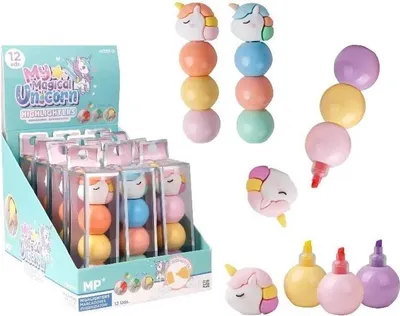 Zdjęcie produktu dla Zakreślacz w kulce 3 kolory jednorożec MIX