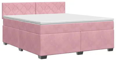 Produktbild von Boxspringbett mit Matratze mit Kopfteil Rosa 160 x 200 cm Samt