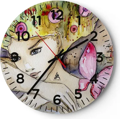 Produktbild von Wanduhr - Rund - Glasuhr - Frau modern - 40x40cm - Schleichendes Uhrwerk - Lautlos - zum Aufhängen bereit - Dekoration Modern - Wanddekoration aus Glas - C4AR40x40-3554