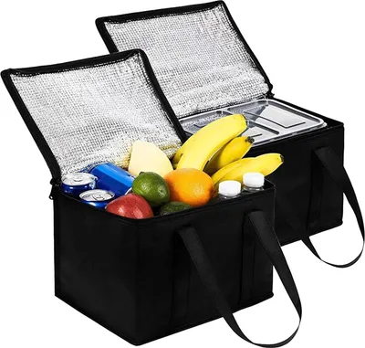 Produktbild von 2 Stücke Kühltasche, 15L Kühltasche Faltbar, Isoliertasche Lunch, Kühltasche Picknicktasche, Kühltasche Klein, Lunch Tasche, Isoliertasche für Lebensmitteltransport für Picknick Lunch Grillen