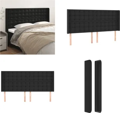 Produktbild von vidaXL Kopfteil mit Ohren Schwarz 163x16x118/128 cm Kunstleder - Kopfteil - Kopfteile - Bett-Kopfteil - Bettkopfteil