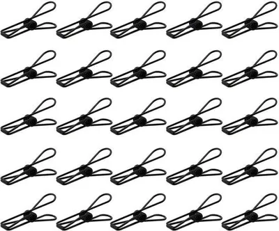 Produktbild von Unyqoos® 25er Set schwarze Metall‑Clips 32 x 7 mm – multifunktionale Wäscheklammern, Beutelverschlüsse & Büroklammern