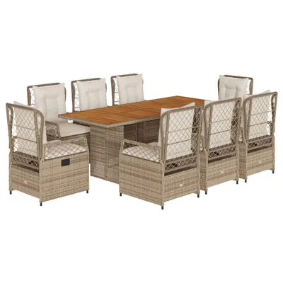 Produktbild von vidaXL 9-tlg. Garten-Essgruppe mit Kissen Beige Poly Rattan