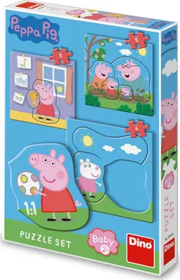 Zdjęcie produktu dla DINO puzzle dla dzieci Świnka Pepina i rodzina 3w1 (3,4,5 elementów)