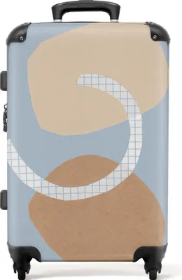 Produktbild von NoBoringSuitcases.com® Großer Koffer - Formen - Blau - Pastell - Quadrate - Abstrakt - Kombinationsschloss TSA - Hartschalen Trolley 4 Rollen - 72 liter - Reisekoffer - 66 cmKoffer Mittelgroß 67x43x25 cm, 72L,