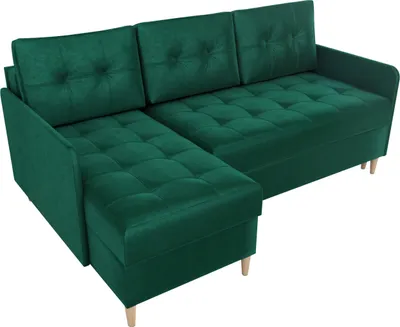 Produktbild von BroMARKT Ecksofa mit Schlaffunktion und Bettkasten Fado Grün Samtstoff Links