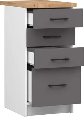 Obrázek produktu pro BDW kuchyňská skříňka, kuchyňská skříňka s pracovní deskou, dvířky, zásuvkou, bílá/šedá