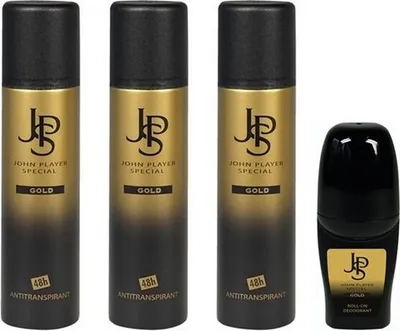 Produktbild von John Player Special GOLD 48h Antitranspirant Deodorant Spray 3x150 ml + Deo Roll-On 50 ml