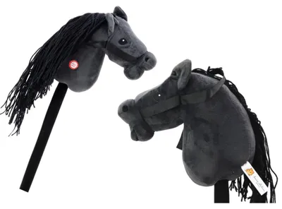 Zdjęcie produktu dla LEAN Toys 19535 Konik na kiju Hobby Horse, długowłosy z dźwiękami, czarny