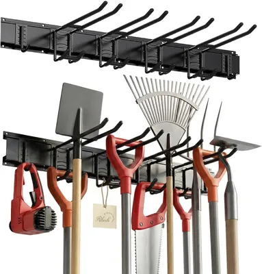 Produktbild von Gerätehalter 81 cm, 6 Haken, für Gartengeräte, Wandmontage, 140 kg