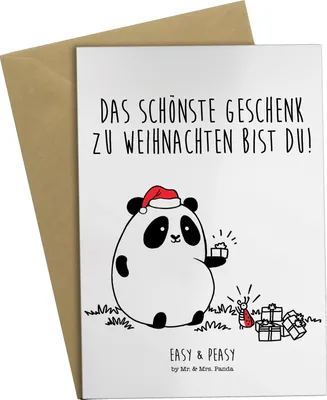 Produktbild von Mr. & Mrs. Panda Glückwunschkarte Panda Weihnachtsgeschenk - Weiß - Geschenk, einladungskarten, weihnachtskarten, neujahrskarte, osterkarte, Klappkarte