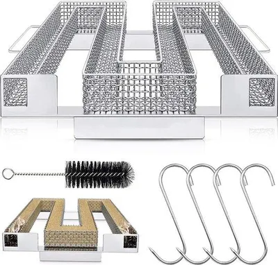 Obrázek produktu pro Nerezová grilovací trubka – BBQ udírna se 4 háčky a 1 kartáčem na gril – generátor studené páry