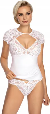 Image de RÓŻA T-shirt femme avec dentelle BLANC taille 42