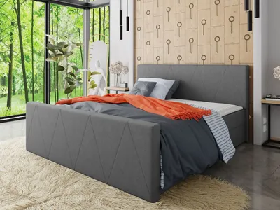 Obrázok produktu pre Americká manželská posteľ s vysokým čelom 160x200 RANON 3 - šedá + topper ZDARMA