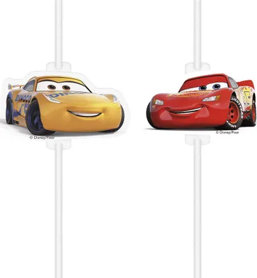 Produktbild von Papierstrohhalme Disney Cars 3 - 4 Stück - 20 cm