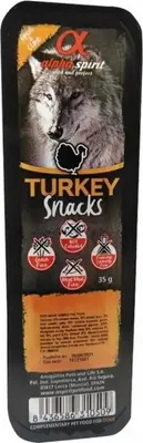 Produktbild von Alpha Spirit Turkey Snacks - Hundeleckerli mit Putengeschmack in Würfelform, 16 Schalen à 35 g