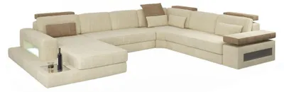 Produktbild von U-Form Bettfunktion Couch Design Polster Textil Eck Wohnlandschaft Ecksofa Stoff