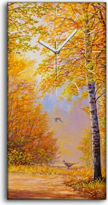 Produktbild von Wohnzimmer-Bild Leinwand Uhr Geräuschlos 30x60 Gemälde Wald Bäume Herbst Natur - weiße Hände