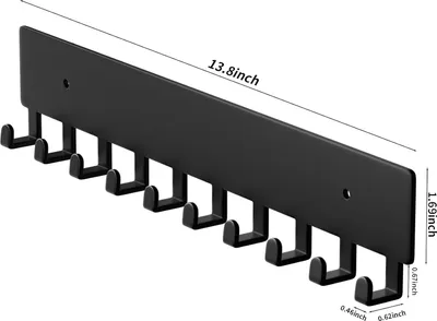 Produktbild von Schlš¹sselhalter fš¹r Wand, Schlš¹sselhaken mit 10 Haken, Wandmontage, Schlš¹sselhalter fš¹r Flur, selbstklebende Schlš¹sselablage (Schwarz)