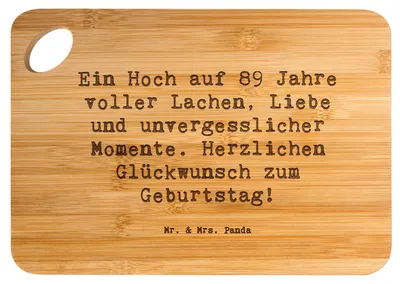 Produktbild von Mr. & Mrs. Panda Frühstücksbrett Spruch 89. Geburtstag - Transparent - Geschenk, Geburtstagsgruß, Hackbrett, Alter, jausenbrett, persönliche Geschenke, Liebe, Holzbrett