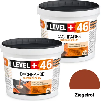 Produktbild von Dachfarbe elastische Sockelfarbe Dachlack UV-beständig Super Flex 14Kg Ziegelrot LEVEL+ RM46