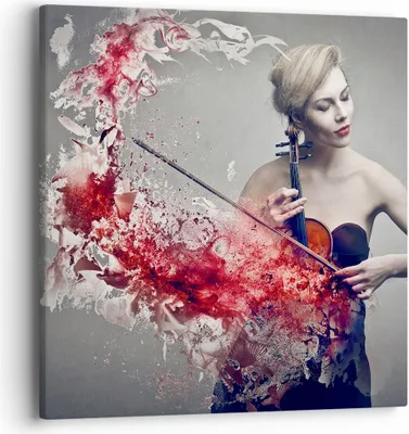 Produktbild von Bild auf Leinwand - Leinwandbild - Frau Violine Musik Instrument - 40x40cm - Wand Bild - Wanddeko - Leinwanddruck - Bilder - Kunstdruck - Wanddekoration - Leinwand bilder - Wandkunst - AC40x40-2625