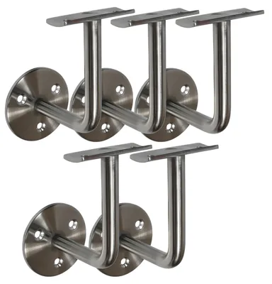 Produktbild von Edelstahl Handlaufhalter Set 5 Stück HLH 1843 gewölbte Auflage Handlaufträger Handlaufstütze