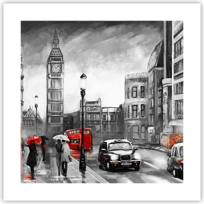 Produktbild von Poster - Poster ohne Rahmen - London Bus - 40x40 cm - Wand Bild - Wanddeko - Wandbilder - Kunstposter - Wandposter - Bilder - Kunstdruck - Wanddekoration - Wandbild - P2XAC40x40-3939