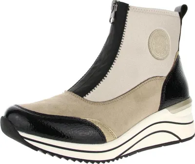 A single women's boot is shown against a white background.