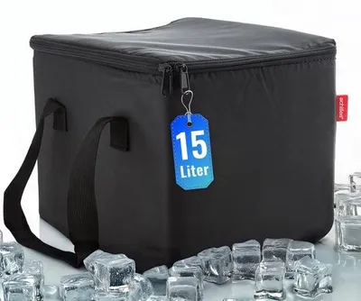 Image de Sac isotherme pliable Achilles – Sac isotherme pour pique-nique, camping et voiture – Compartiment isotherme léger de seulement 190 g – Avec fermeture éclair à double sens – Pliable pour un rangement peu encombrant –