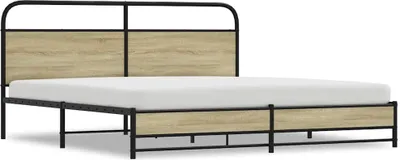 Produktbild von vidaXL Metallbett ohne Matratze Sonoma-Eiche 200x200 cm