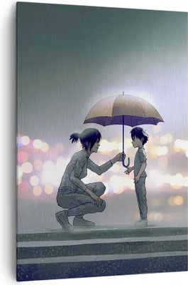 Produktbild von Bild auf Leinwand - Leinwandbild - Einteilig - Manga Regenschirm Hilfe - 70x100cm - Wand Bild - Wanddeko - Wandbilder - Leinwanddruck - Wanddekoration - Leinwand bilder - Wandbild - PA70x100-4741