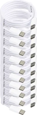 Produktbild von 10x USB-C auf USB-C-Ladekabel 1 Meter Weiß - für Telefon / Tablet / Laptop