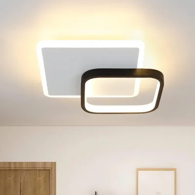 Image de ZMH Plafonnier LED salon 3000K blanc chaud Plafonnier acrylique 15W noir moderne pour chambre à coucher salle à manger cuisine couloir